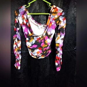 NWT Colorful open edit long sleeve crop top size small